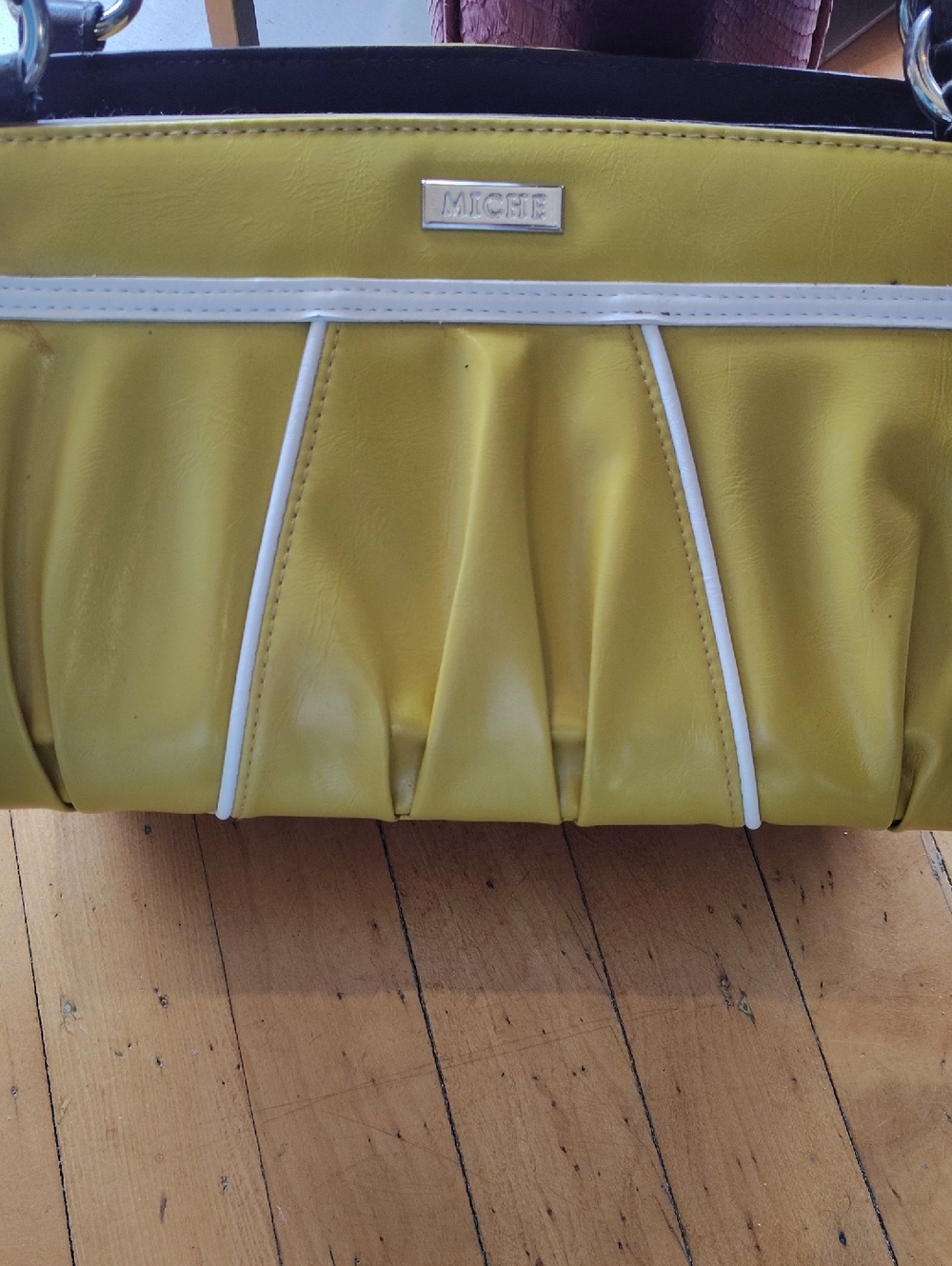 MICHE Yellow Shoulder Bag with White Trim
